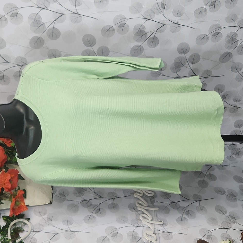 NWT Talbots Petite Mint Green Button-Sleeve Sweater - Size Large Petite (PL) - Picture 3 of 10